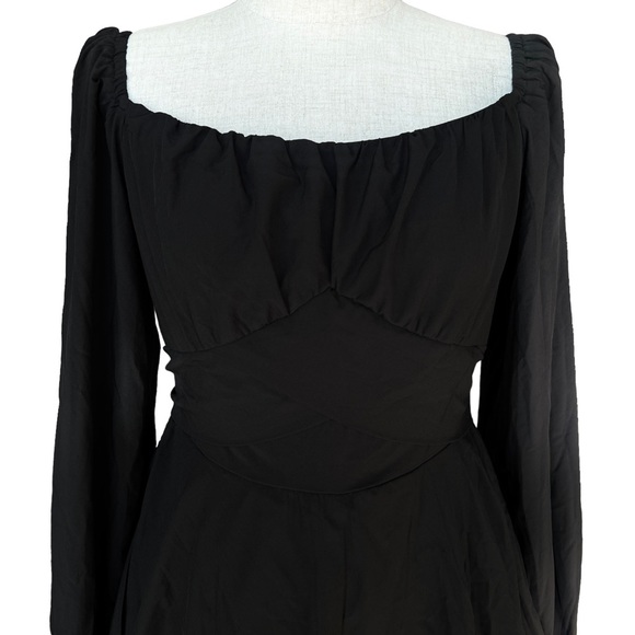 Off-the shoulder Black Romper Back Bow-tie - Picture 3 of 4